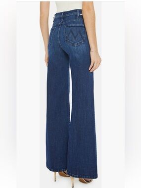 MOTHER The Hustler Roller Sneak Jeans Denim Wide Leg Faded Dark Blue 28 $258 New